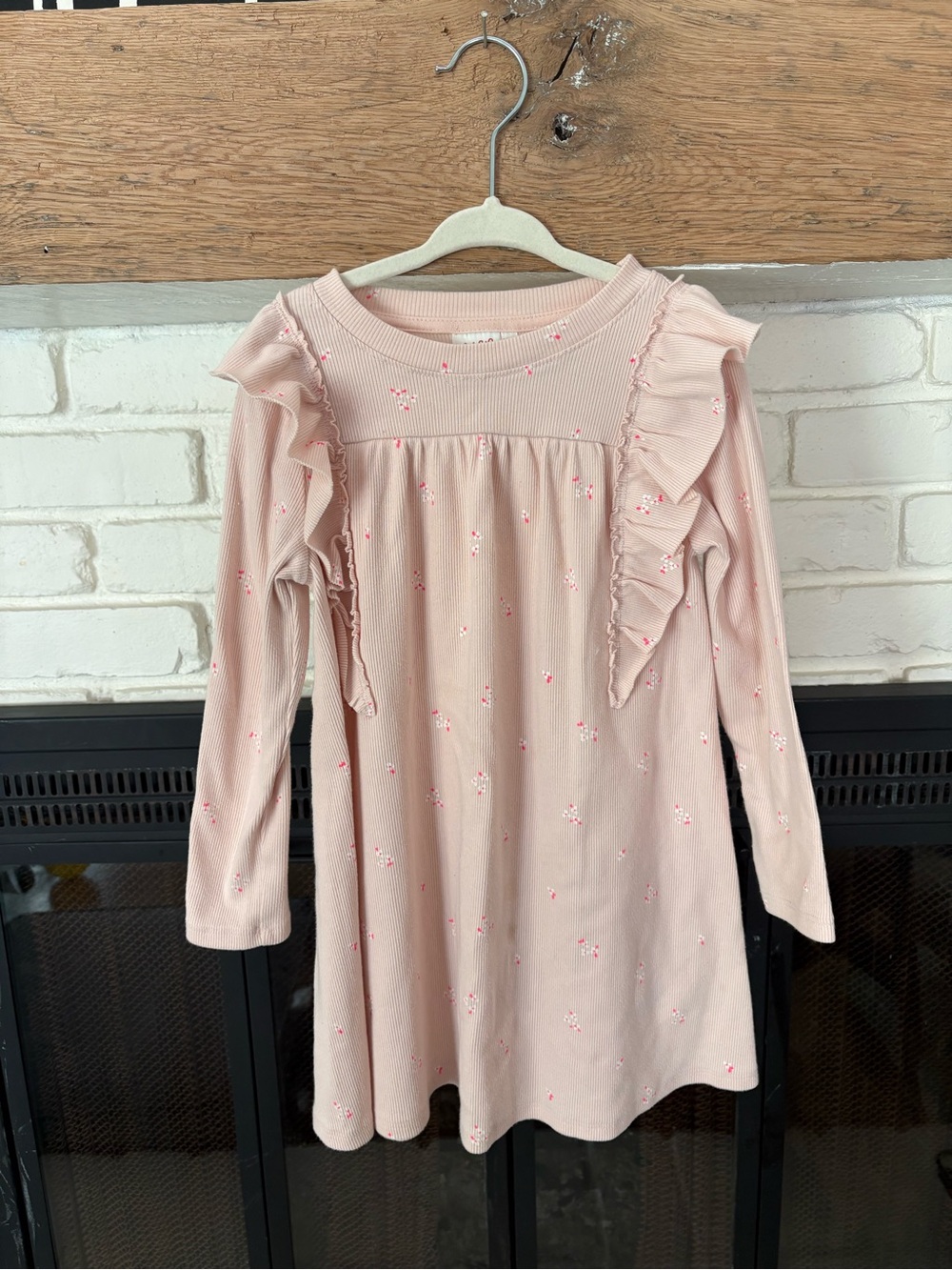 Cat & Jack Blush Pink Ruffle-Accent Long Sleeve Dress